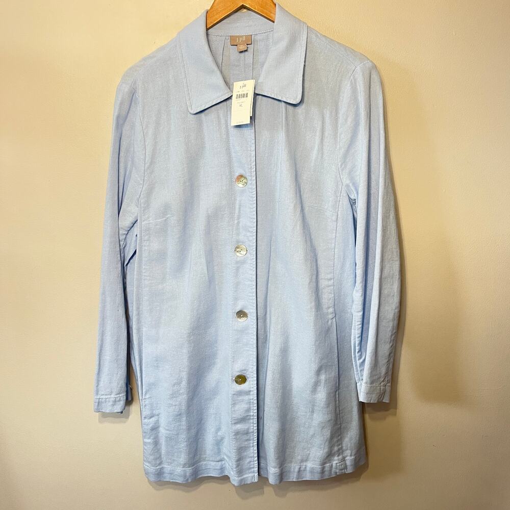 J.Jill NWT Jacket Blue Palemist Linen Cotton Beachy Coastal Spring XL $119